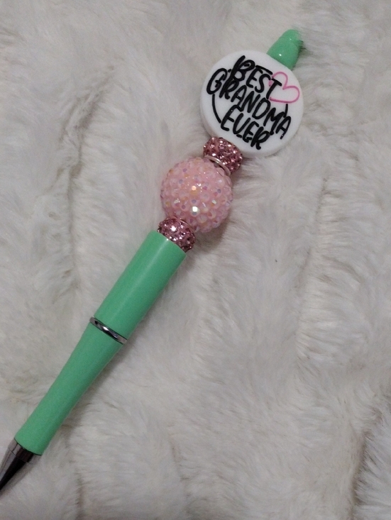 Handcrafted Other - Mint Green Decorative 'Best Grandma Ever' Beaded Pen